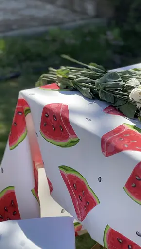 Водоотталкивающая Скатерть Принт Арбузы 220х140 см (+ 4 салфетки 30х40) - фото 4