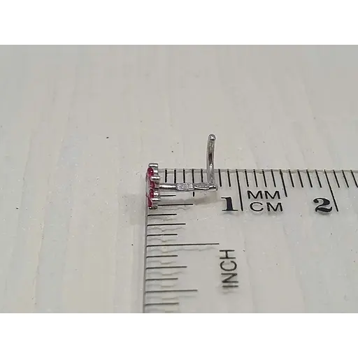 Серебряная серьга-пирсинг Астор в нос с фианитами. 8182434Р Розовый - фото 3