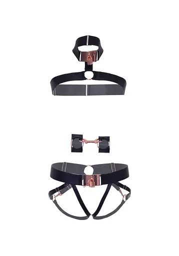 Комплект атласных ремней для бондажа Leg Avenue Satin elastic harness Set, One size, Black - фото 5