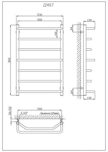 Водяной полотенцесушитель Kosser Микс 800x530/7 ДМ07, Хром - фото 5