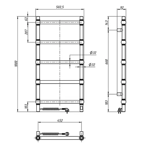 Електрична рушникосушка Navin Retro 500x1000 Sensor, ліва 12-228153-3680, Хром, Ліве, Електронний - фото 5