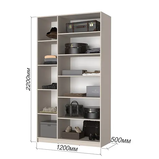 Шафа 3-дверна MebelStar Оскар Gloss BL-B, 4 додаткові полиці 120x52x220 см Антрацит/Антрацит (MBS-5215) - фото 3