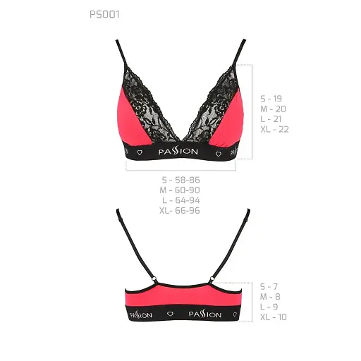 Эластичный топ с кружевом Passion TOP red-black L - фото 3