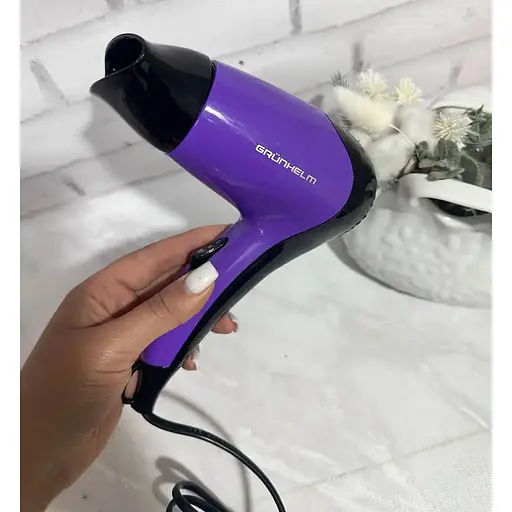 Фен для сушки волос Grunhelm GHD-519 мощный компактный дорожный 1200 Вт сиреневый с черным - фото 8