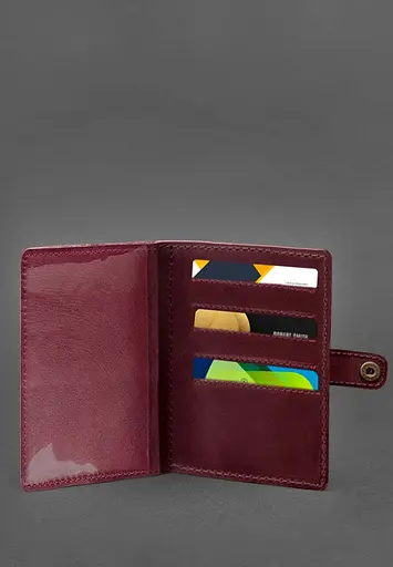 Кожаная обложка-портмоне для военного билета 15.0 бордовая Crazy Horse - фото 4