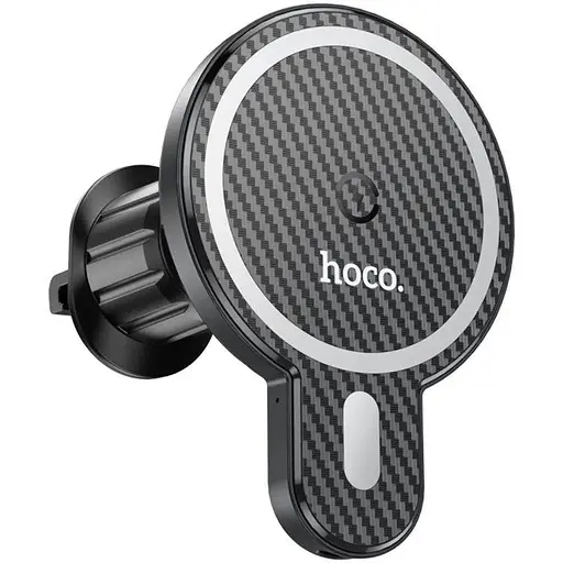 Холдер Hoco CA85 Ultra-fast magnetic wireless charging car holder Черный - фото 1