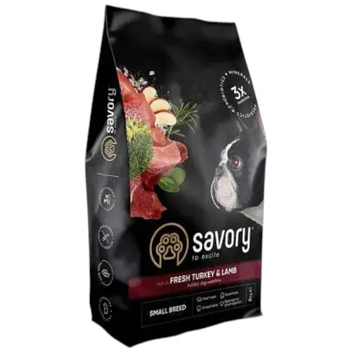 Сухой корм Savory Small для собак мелких пород, со свежим ягненком и индейкой, 8 кг - фото 1