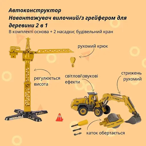 Машинка-конструктор Otamanko Автоконструктор Екскаватор/дорожній каток 2 в 1 - фото 2