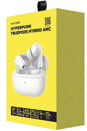 Навушники HATOR TWS Hyреrpunk Truepods Hybrid ANC White (HTA432) - фото 5