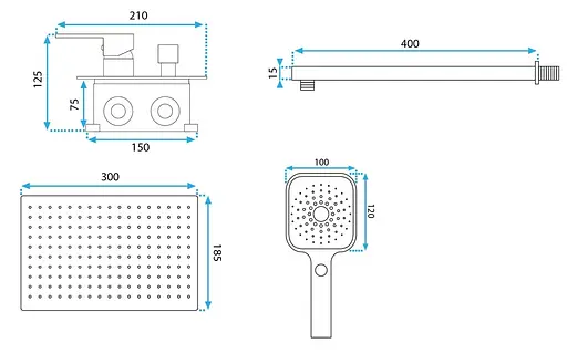 Душова система Rea Moby gold + BOX прихованого монтажу REA-P2405, Золотий - фото 5