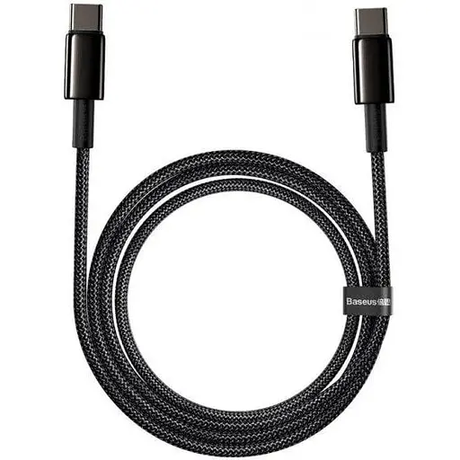 Кабель Baseus Tungsten Gold Fast Charging Data Cable Type-C to Type-C 100W 2 м Черный