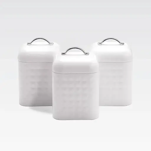 Набір металевих ємностей Maestro MR-1676-3S-WHITE для чаю кави та цукру Комплект з трьох баночок 900мл - фото 1