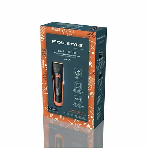 Машинка для стрижки Rowenta Sport Collection, акум., роторный мотор, насадок-2, кейс, сталь, черно-оранжевый. - фото 10
