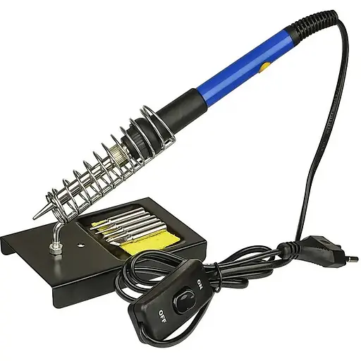 Паяльный набор Aida A-806+: паяльник 60W, рег. t 200-450 гр C, жала 900M 6 шт., мультиметр, инструменты и расходники в пенале - фото 3