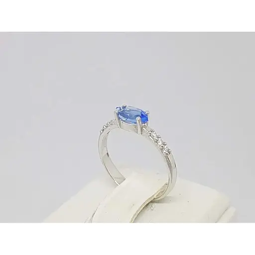 Серебряное кольцо Агни Момент с кварцем tanzanite и фианитами. 1309/1Р-QTANZ 17 - фото 3