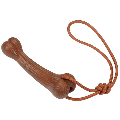 Игрушка для собак Camon косточка из бамбука на веревке 16.5 см