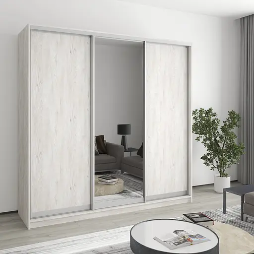 Шкаф-купе трехдверный MebelStar Комбо AL 2ДСП/Зеркало 210x45x240 см Аляска серый (MBS-1700)