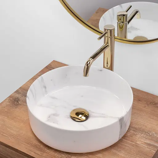 Умивальник Rea Sami marble накладний REA-U5685, Білий - фото 4