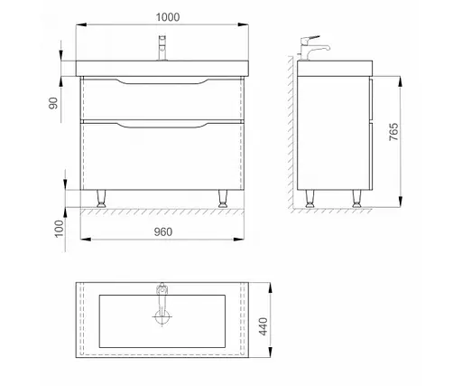 Тумба підлогова Sanwerk Ліга 100 мессина з умивальником Сава (MV0000910) - фото 4