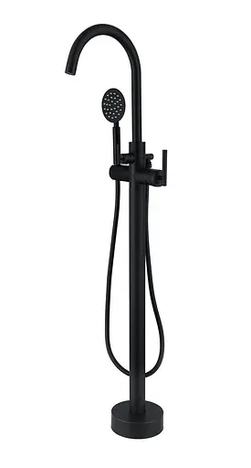 Напольный смеситель для ванны Wezer EKO19A-01-BLACK нержавеющая сталь черный матовый - фото 1