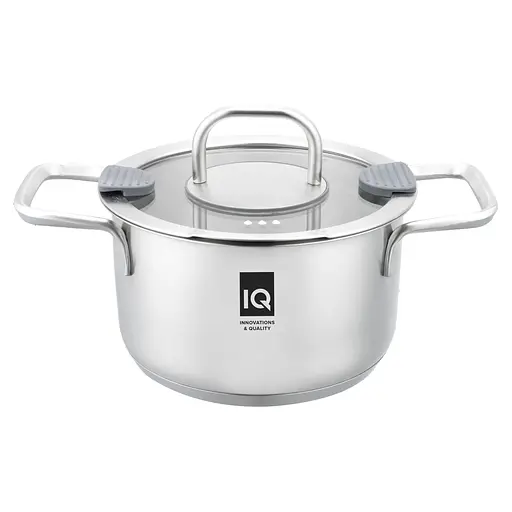 Кастрюля IQ Be Creative 18 см 2.5 л с крышкой серебристая (IQ-2050-18) - фото 1
