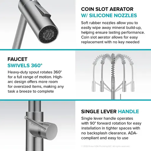 Змішувач для кухні на дві води Kraus Oletto KFF-2631SFACB Бронза - фото 6