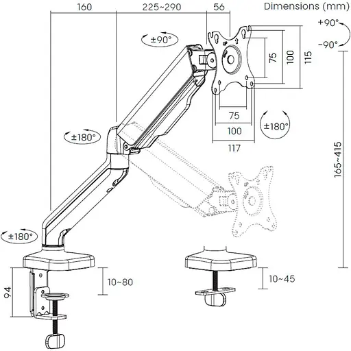 Настільне кріплення для монітора OfficePro MA411B 17-32" Black [107944] - фото 8