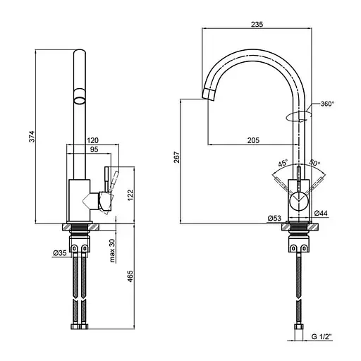 Смеситель для кухни Lidz (GRA) 12 32 015F-8 Серый - фото 2
