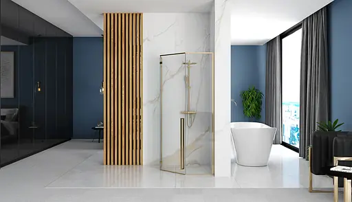 Душевая кабина Rea Diamond 80x80 gold REA-K6615, Золотой, Универсальная, прозрачная - фото 5