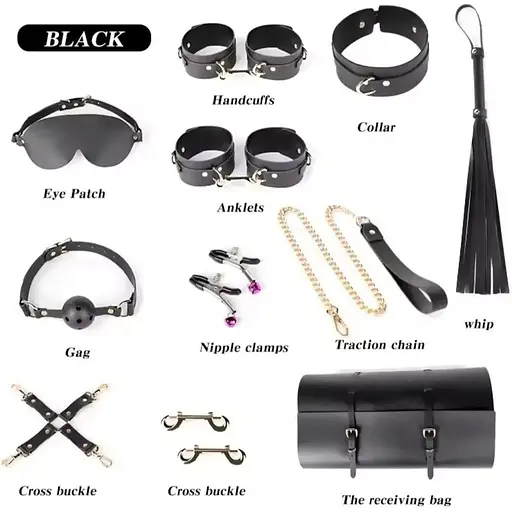 Еротичний набір БДСМ для рольових ігор червоний, чорний бдсм набір для рольових садо-мазо ігор Фетиш - фото 4