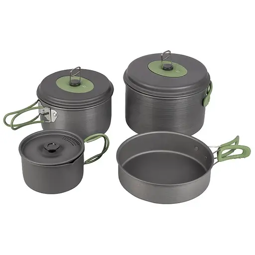 Набор посуды Bo-Camp Explorer 4 Pieces Hard Anodized Grey/Green (2200244) (DAS301407) - фото 1