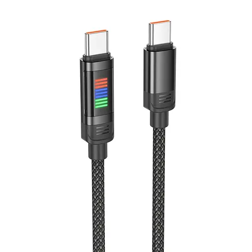 Кабель Hoco U126 с индикатором Type-C to Type-C PD 100W 1.2 м черный
