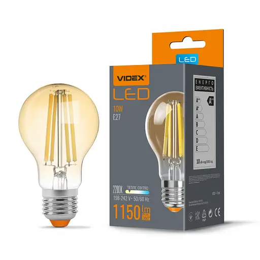 LED лампа VIDEX Filament A60FA 10W E27 2200K бронза - фото 1