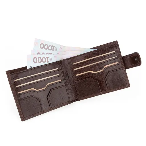 Портмоне чоловіче шкіряне De Esse LC47891-92 коричневе на кнопці - фото 2