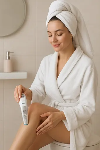 Жіночий акумуляторний епілятор 5 в 1 VGR V-752 із підсвіткою і дисплеєм біло-зелений - фото 6