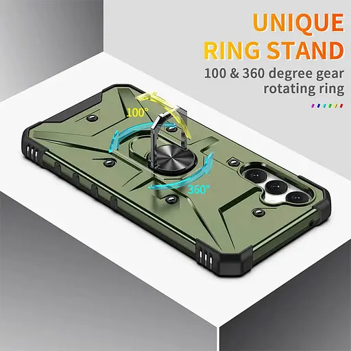 Ударопрочный чехол Epik Pathfinder Ring для Samsung Galaxy S23 FE Зеленый / Army Green - фото 3