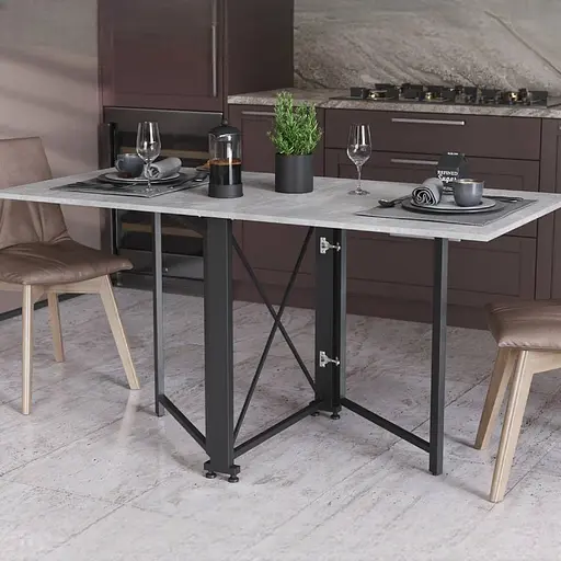 Стіл-книга трансформер Оріон 2 Ferrum-decor 750x1520x730 Чорний метал ДСП Бетон 16 мм (FRD-104589)