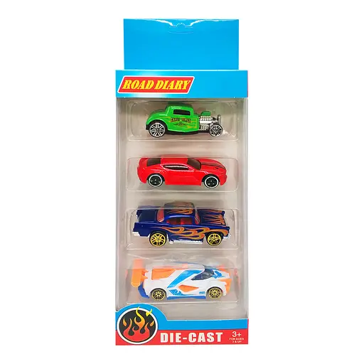 Набір металевих машинок A-Toys 698-04S у коробці 4шт Вид 3 - фото 1