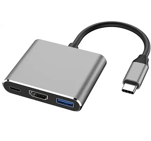 Переходник адаптер 3в1 с Type-C на HDMI, USB, USB-C/Конвертер Full HD, 1080p, 4K, 2K, UHD 