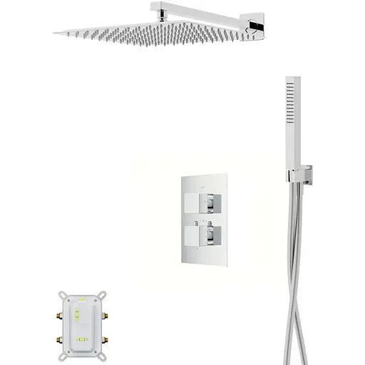 Душова система Corsan Ango 30 хром з термостатом + BOX прихованого монтажу ZA30TCH, Хром - фото 1