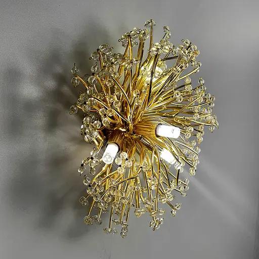 Кругле флористичне золоте бра у вигляді квітки Ø 30 см Line F Арт. WB5064-350-4P - фото 3