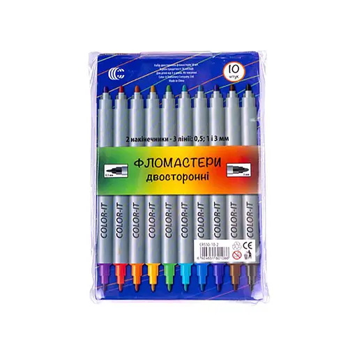 Дитячі фломастери Двосторонній COLOR-IT 108-10F 10 кольорів