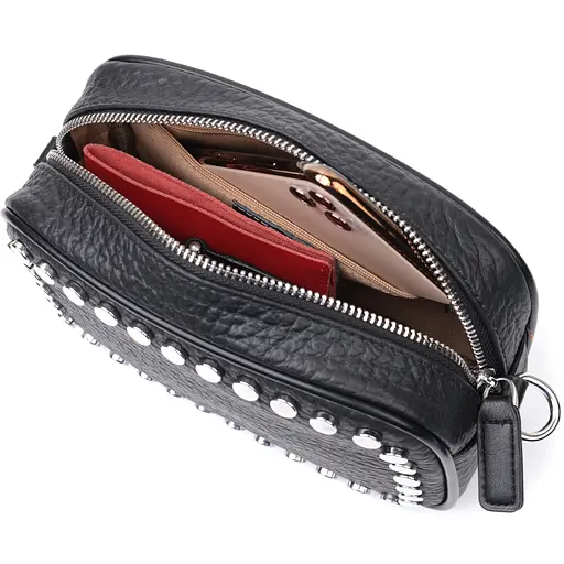 Сумка Vintage декорированная металлическими кнопками из натуральной кожи 20х14х6.5 см sum0029055 - фото 6