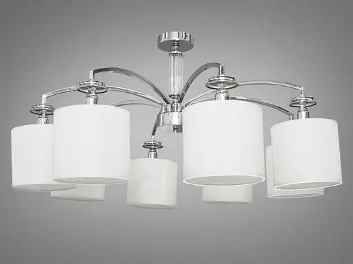 Ультрасовременная люстра с тканевыми абажурами на 8 рожков, цвет-хром. - фото 1