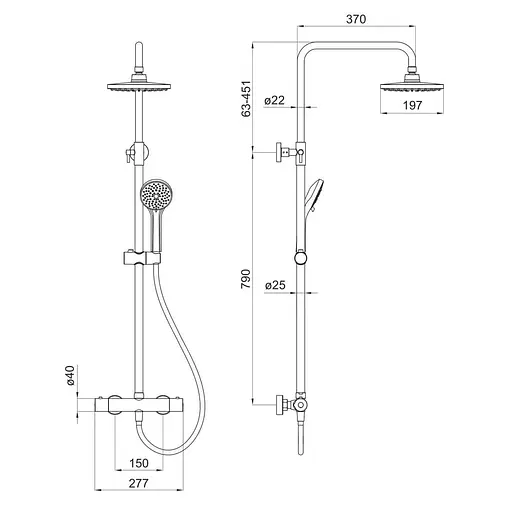 Душевая система хром Rj Lux RST100-5, Хром - фото 2