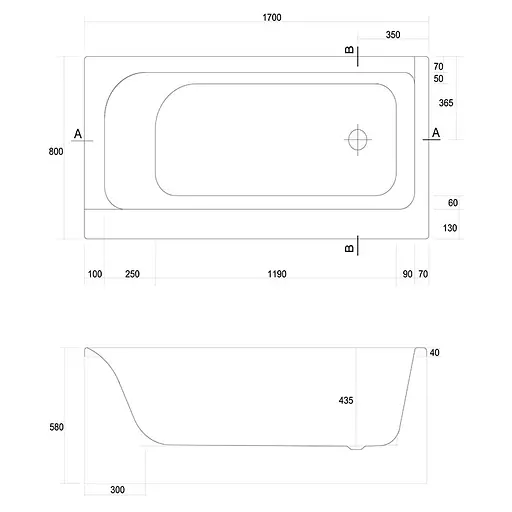 Ванна акриловая Cersant Smart 170x80 L - фото 2