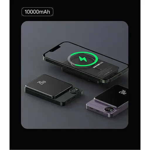 Повербанк MagSafe Power Bank Q9 с беспроводной зарядкой для iPhone 10000 mAh 20W Black - фото 5