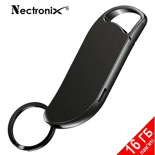 Міні диктофон брелок з активацією голосом Nectronix V11, 8 Гб пам'яті, 25 годин запису, чорний (100830-16) - фото 2