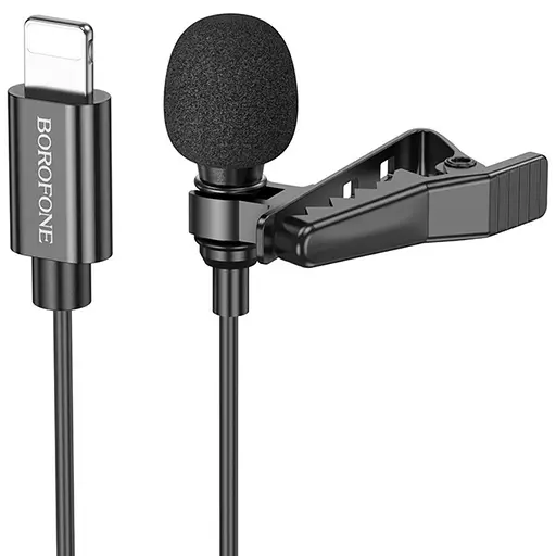 Мікрофон петличний Borofone BFK11 Elegant lavalier Lightning 2m Black