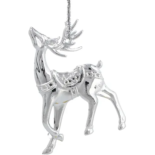 Украшение-подвеска Chomik Олень, снежинка, снеговик пластиковая серебристая 3 шт. (BAI5874) - фото 4